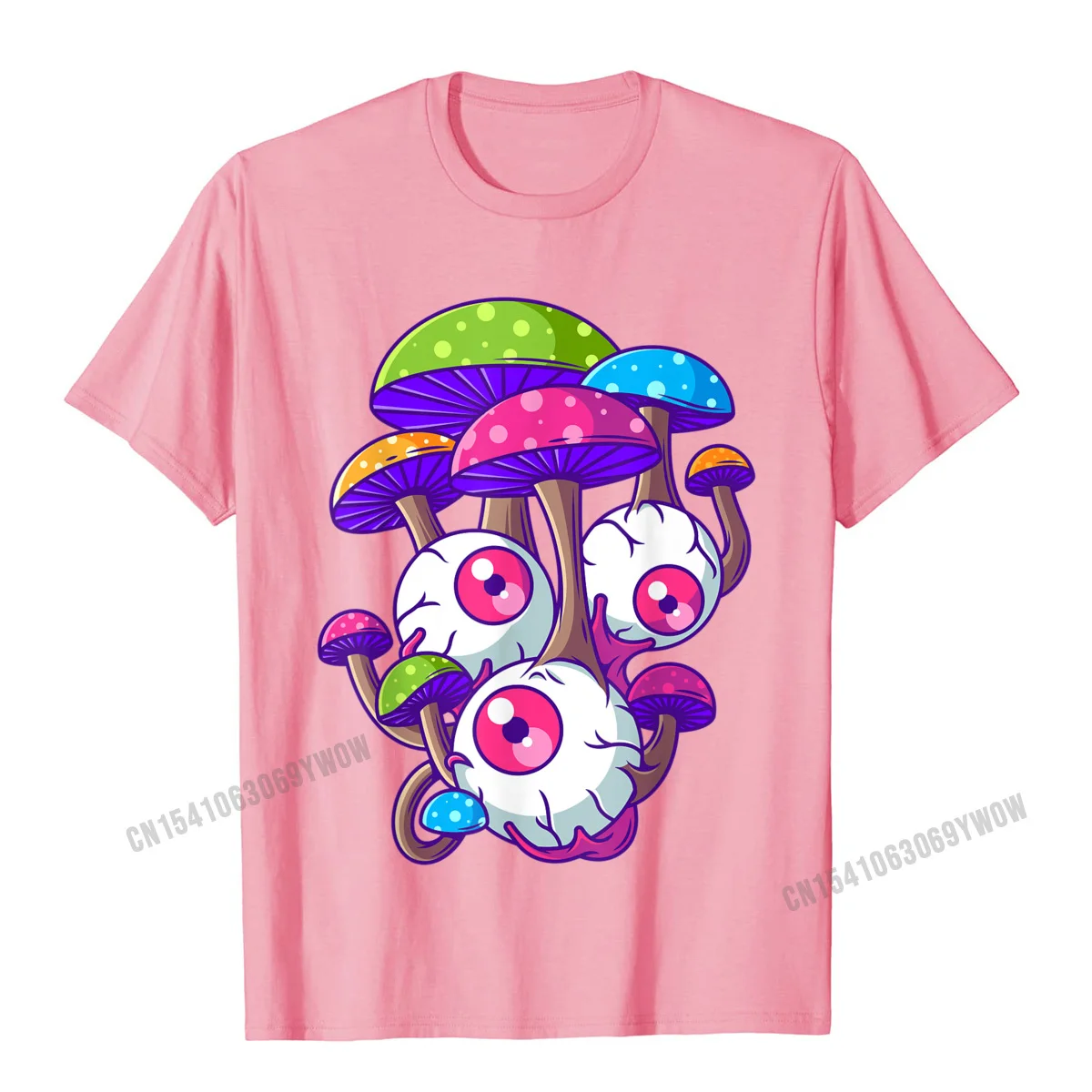 Unique Gift T-shirts High Quality Lovers Day Short Sleeve O-Neck Tees Pure Cotton Men's Comics Tee-Shirt Wholesale Psychedelic Mushroom Hippie Magic Fungus Shrooms Trance Rave T-Shirt__699 pink