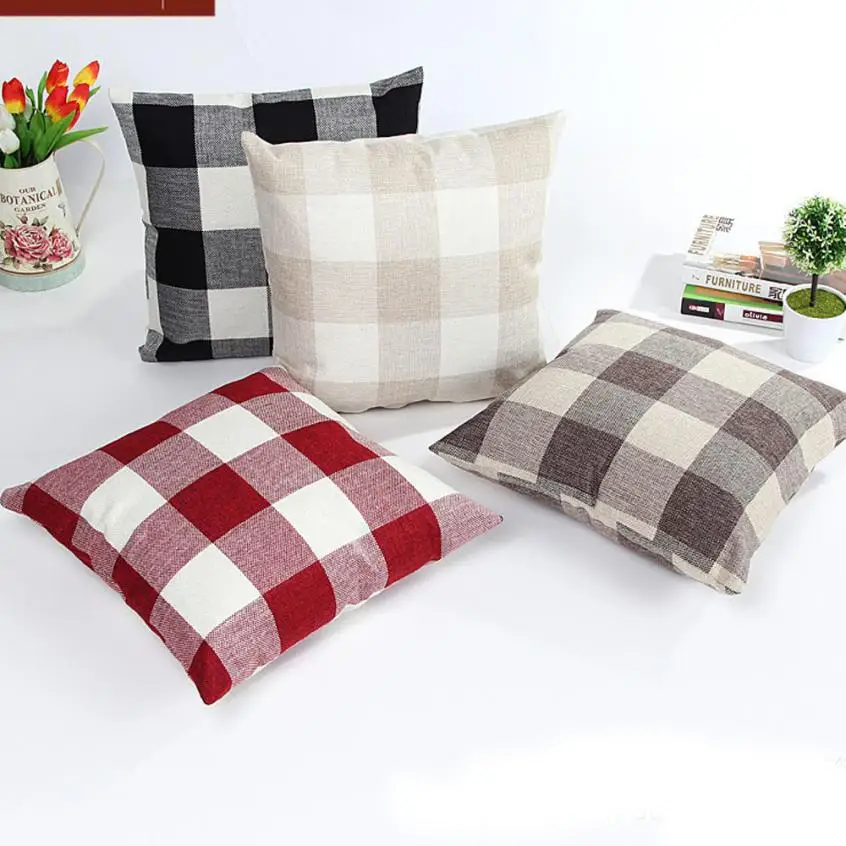 Cushion Cover Christmas Pillow Case Plaid Lattice Sofa Bed Home Decor Pillow Case Cushion Cover For Sofa Pillow