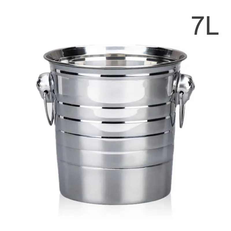 7L 3L/5L/7L высококачественное Нержавеющее стальное ведро для льда толстый держатель льда контейнер для бара вечерние шампанское Вино Баррель серебро - Цвет: 7L