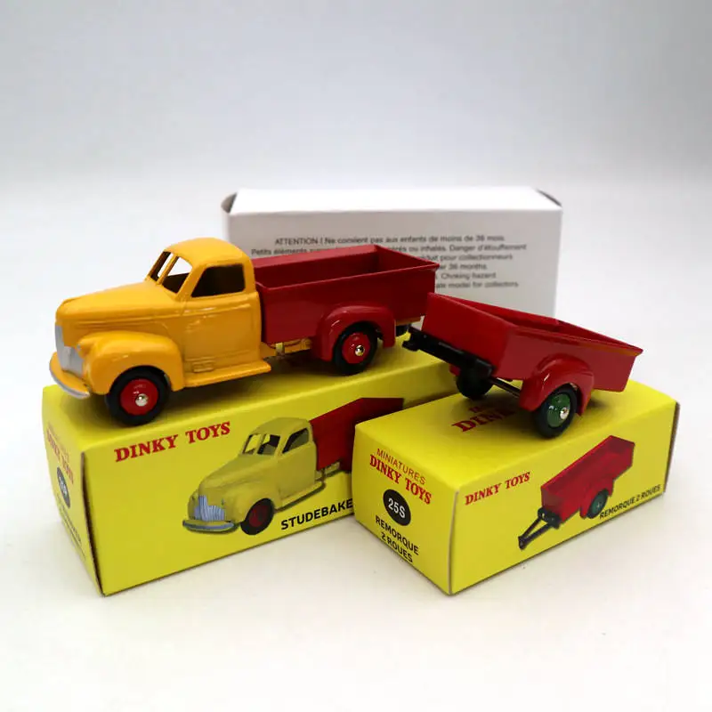 Набор атласа Dinky Toys 25S 25P Remorque 2 Roues Studebaker Camionnette Diecast модели автомобилей