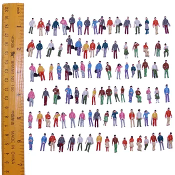 100pcs 1:87/1:100 Model Trains Painted Figures HO TT Scale People Standing Seated Railway Layout Accessories P100