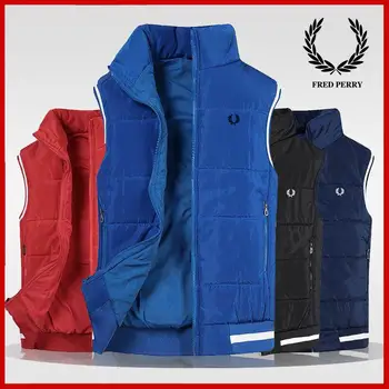 

FRED- PERRY- Brand Clothing Vest Jacket Mens New Autumn Warm Sleeveless Jacket Male Winter Casual Waistcoat Men Vest 2FP12