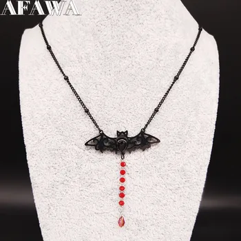 

2020 Gothic Bat Stainless Steel Chain Necklace Women Black Color Necklaces Jewelry cadenas de acero inoxidable para mujerN3060S2