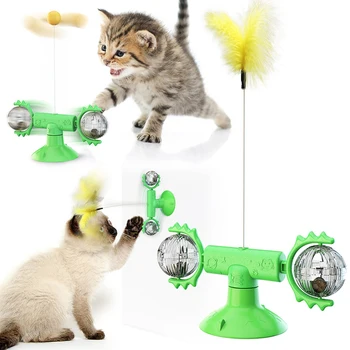 

Cat Windmill Toy Interactive Turntable Catnip Ball Tease Pet Toy Scratching Cat Brush with Suction Cup Tickle Funny Cat Play Toy