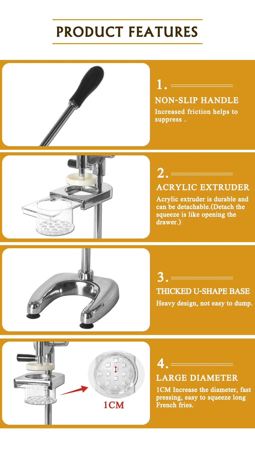 AM-28结歌手动薯条挤压器_06
