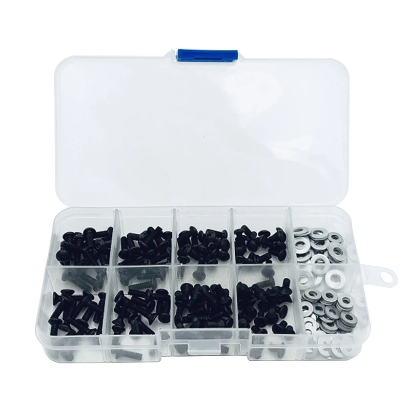 340/180pcs 10 Types M3 M4 Flat Round Screw Stainless Steel Screws Kit Box Repair Tools For 1/10 HSP RC Car