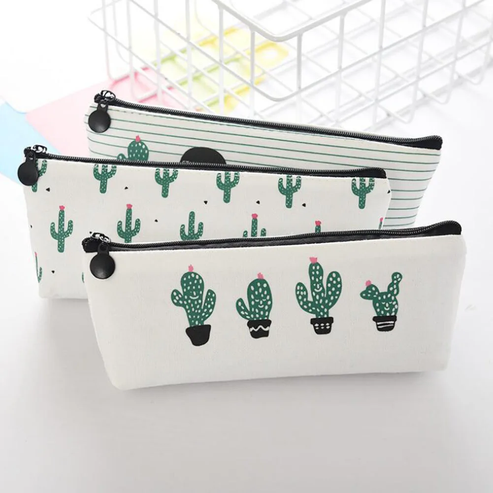 

Cute Cactus High Capacity Pencil Bag Storage Office School Supplies Make Up Cartoon Purse Casual School Stationery Supplies
