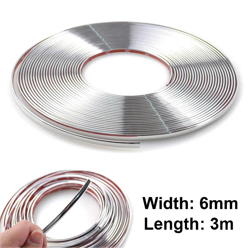 Door Window Mirror Body Molding Strip Sticker Trim Cover Decoration Protection PVC 3M 6mm Car Styling Chrome Decorative Strips car stickers car window stickers car door moulding trim window door cover trim car window trim stickers car window trim car window protector strip car seal strip car rearview mirror protector