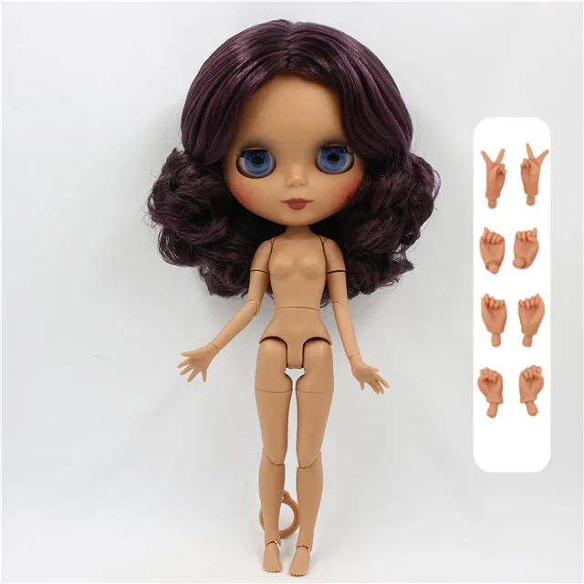 ICY factory шарнирная кукла blyth черный микс фиолетовый волос соединение тела матовое лицо 30 см 1/6 игрушка - Цвет: doll with hand B
