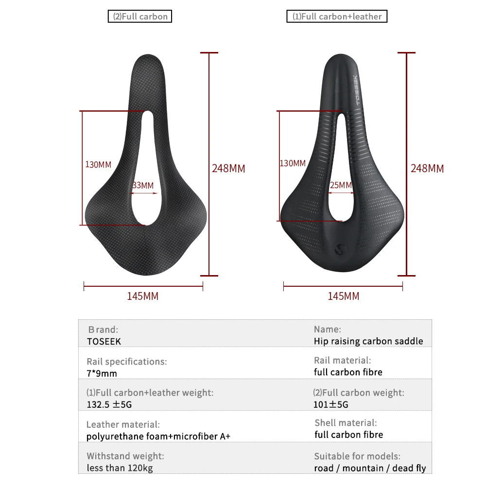 Selle Vélo Carbone TOSEEK Creux VTT Route Universelle – Neuf