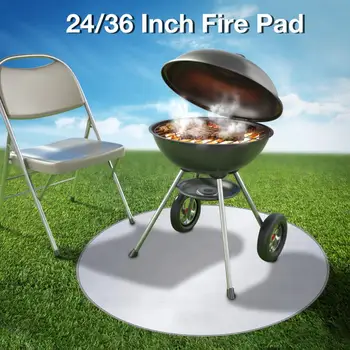 

24 In Fireproof Mat Wood Burning Stove Mat And Barbecue Deck Protection Mat Fire-resistant Round Lawn Protection Mat