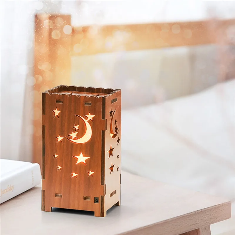 Romantic LED Starry Night Sky Projection Lamp Rechargeable Wooden Hollow Night Light 7 Light Colors Projector luminaria 30AUG12