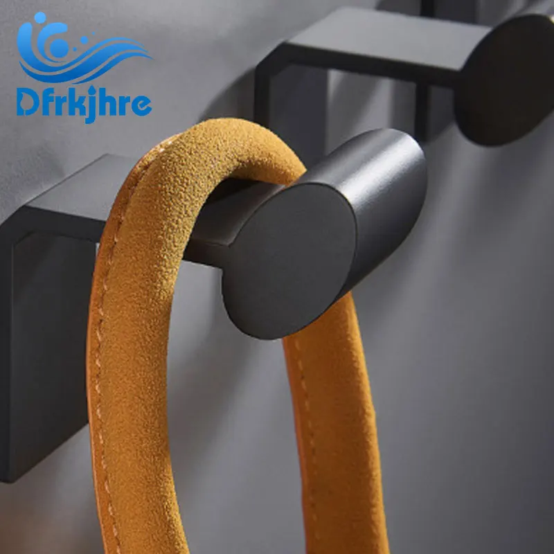

Dfrkjhre Home Aluminum Spray Paint Towel Robe Coat Cloth Bag Key Holder Hanger Black Punch-free Bathroom Coat Wall Mounted Hook