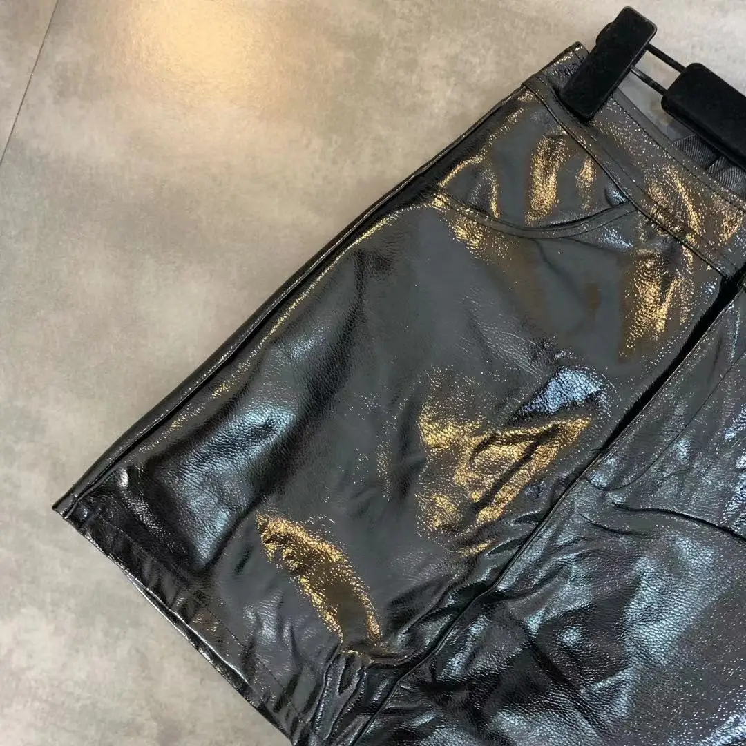 autumn new bright PU bag hip skirt women