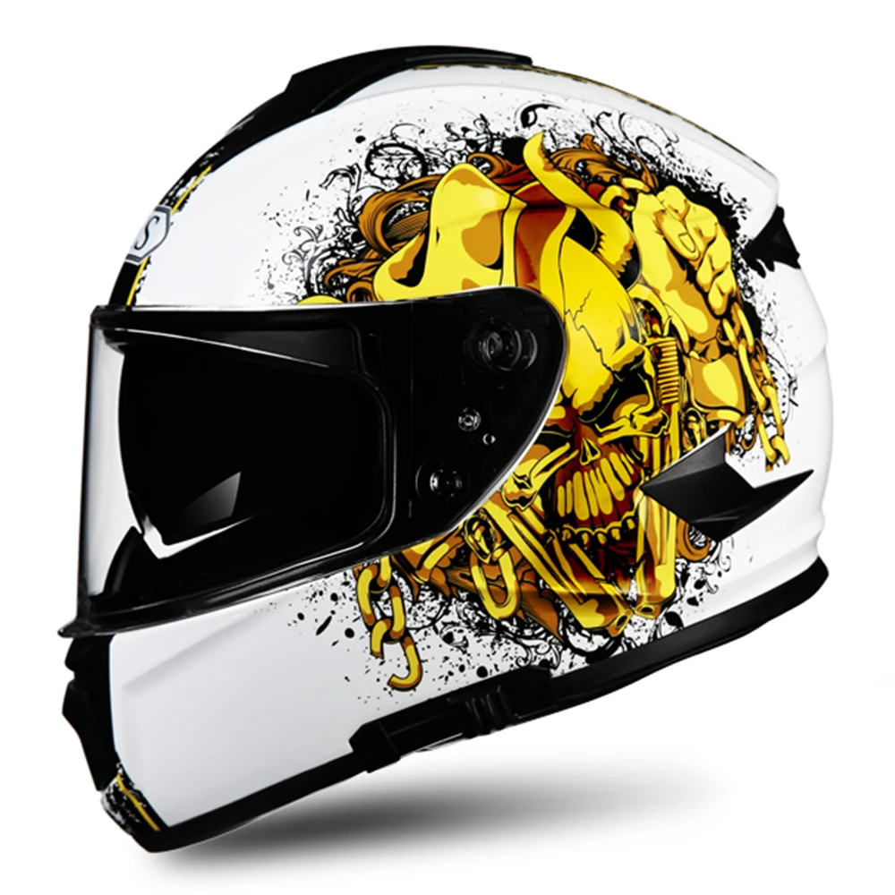 АИС мотоциклетный шлем Casco мотокросса мотоциклетный шлем мото двойной объектив полный шлем в форме черепа мотоциклетный шлем - Цвет: 810-07 Clear Lenses