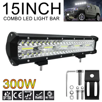 

30000LM 15Inch 300W LED Work Light Bar 6000K White Waterproof Car LED Work Lamp for Offroad Suv Boat Jeep JK 4Wd Truck 12V-24V