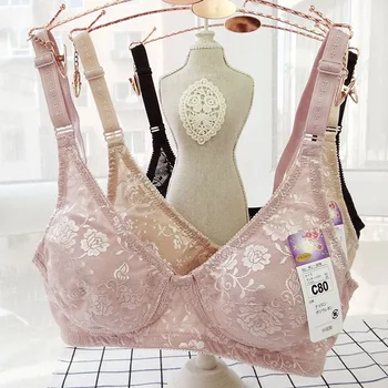 

Women's Lace Non-Foam Comfort Cotton Wire-Free Bra 34 36 38 40 42 44 B C D