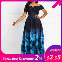 Женское платье макси размера плюс с цветочным принтом и открытыми плечами, повседневные Элегантные вечерние платья с карманами в винтажном стиле, африканская женская мода