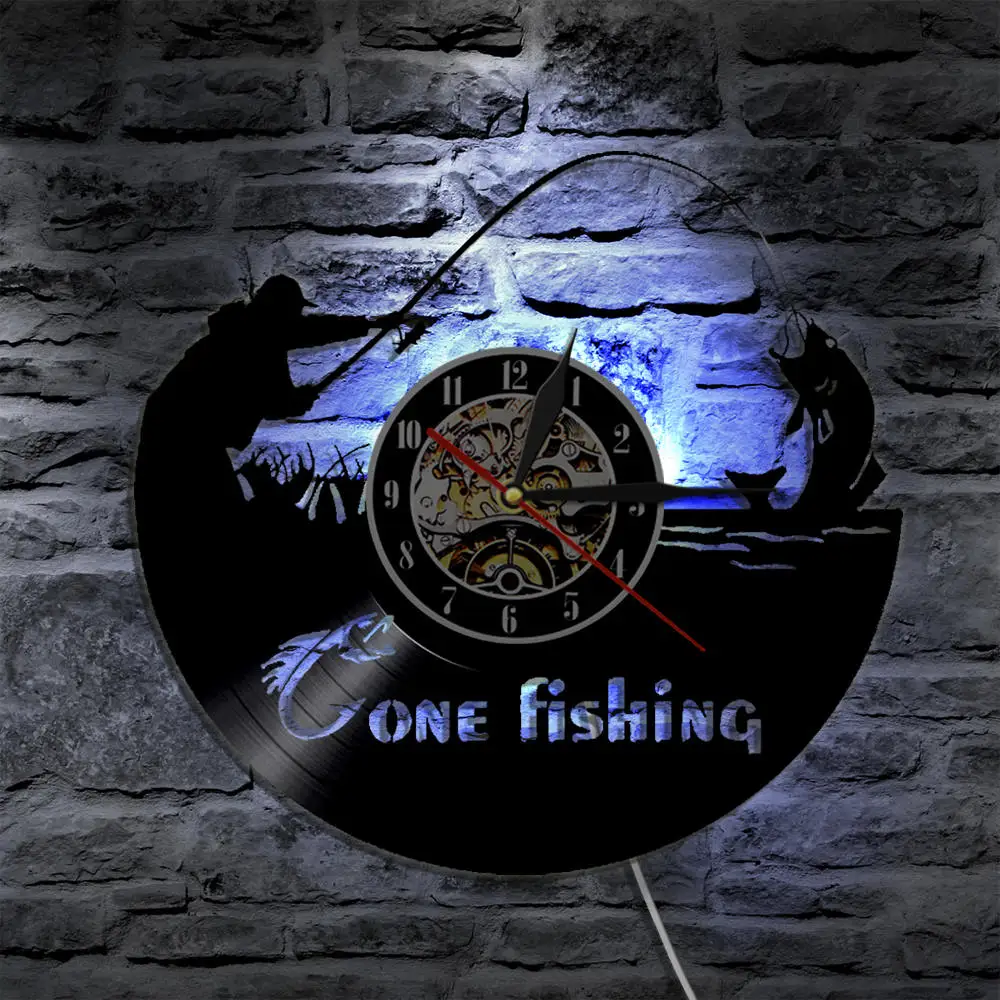 Настенные часы для рыбалки, настенные часы для рыбалки, настенные часы ручной работы, подарок для рыбаков