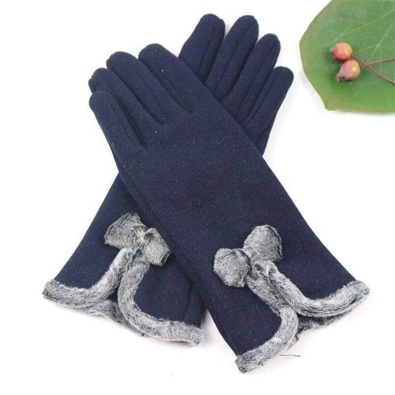 INDJXND двойные теплые перчатки зимние вязаные шерстяные толстые кашемировые бархатные теплые черные перчатки милые женские однотонные варежки Guantes