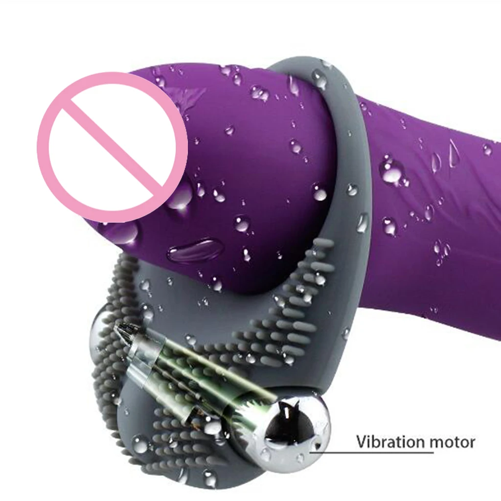 Male Vibrating Delay Lasting Prolong Penes Ring Lock with Particles Testis Suction Licking Stimulator Vibrator Massager Sex Toys