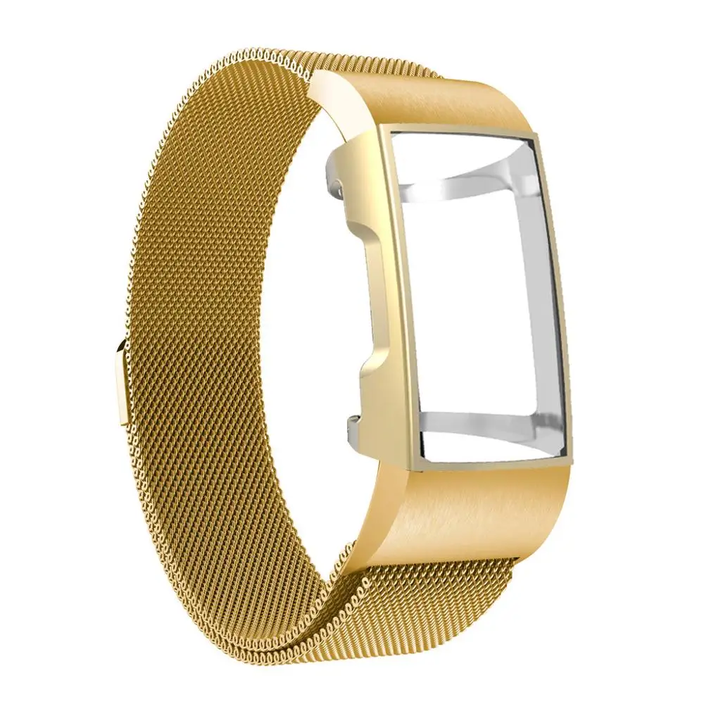 Миланские часы из нержавеющей стали ремешок браслет + чехол для Fitbit Charge 3 Унисекс