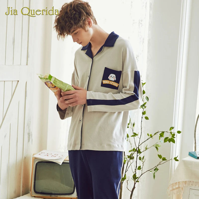 Homesuit Long Sleeve Long Pants Cartoon Printing Turn Down Collar Pajamas Men Homeclothes Chinese Pajamas Mens Pajama Set Homesuit Long Sleeve Long Pants Cartoon Printing Turn Down Collar Pajamas Men Homeclothes Chinese Pajamas Mens Pajama Set