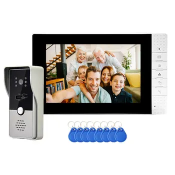 비디오 도어 폰 인터콤 초인종, RFID HD IR LED 야외 방수 카메라, 유도 카드, 비디오 도어 폰 시스템, 7 인치