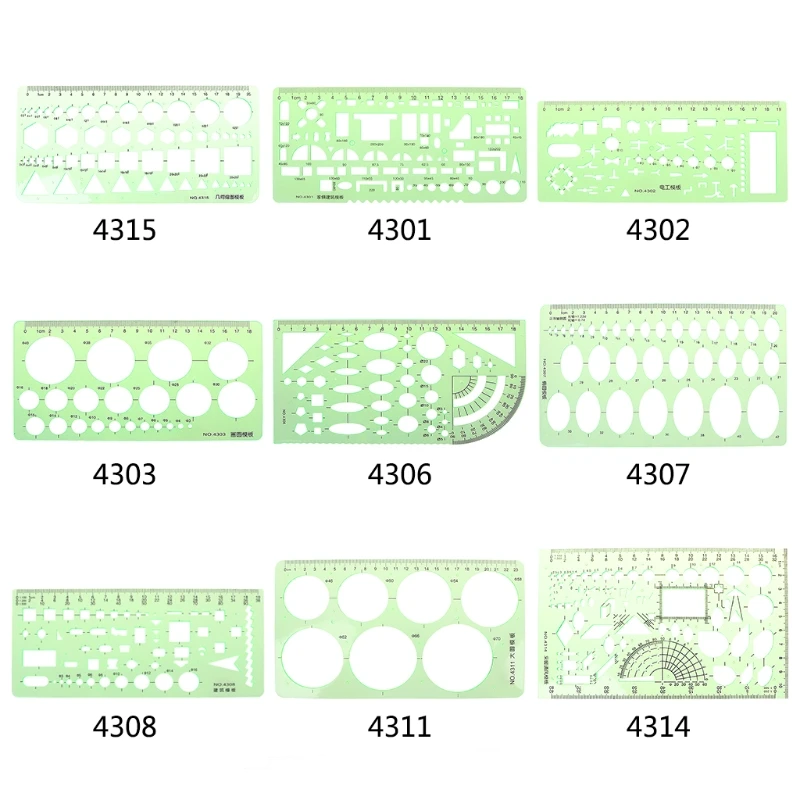 K Resin Circles Geometric Template Ruler Stencil Drawing Measuring Tool Students