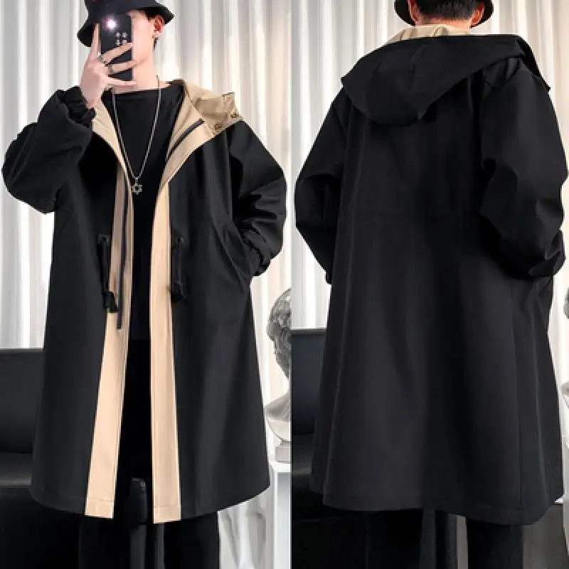 Spring Long Style Coat Men's High Quality Casual Trench Coat Casual Hoooded Jackets Men's Clothing Windbreakers Waterproof