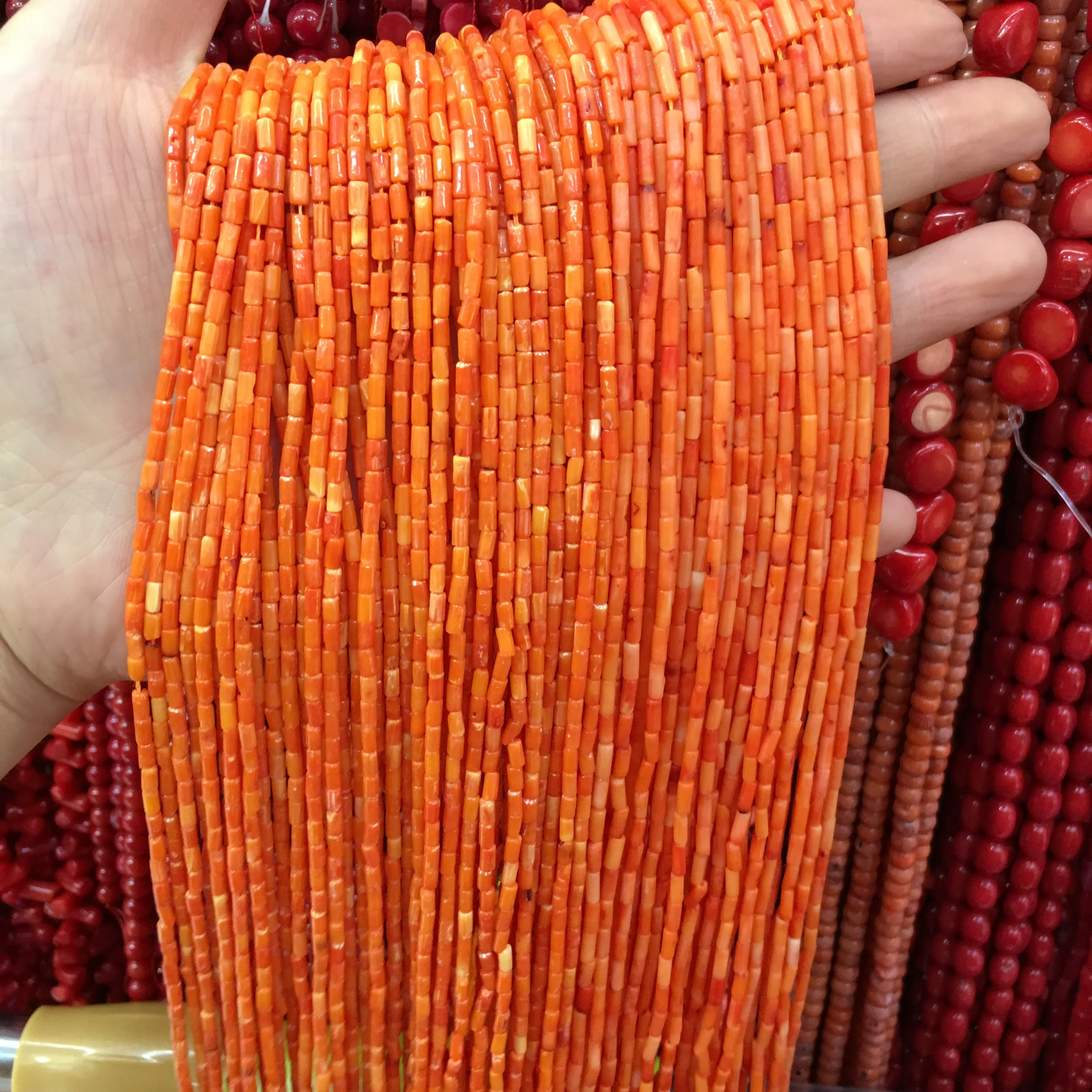Natural Coral Beads Cylindrical Coral Loose Beads for Making Women DIY