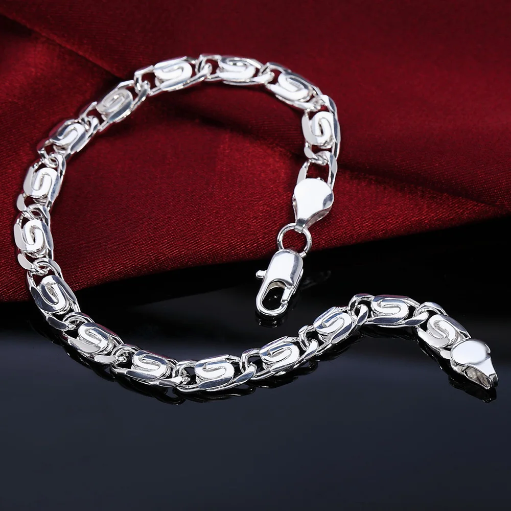 Beau bracelet en argent massif 925 pour femmes et hommes, breloque de chaîne classique, cadeau de mariage, bijoux de haute qualité, vente en gros LH008