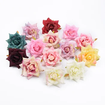 

50/100 Pieces Scrapbooking flowers wall Wedding bridal accessories clearance needlework Christmas home decor silk roses cheap