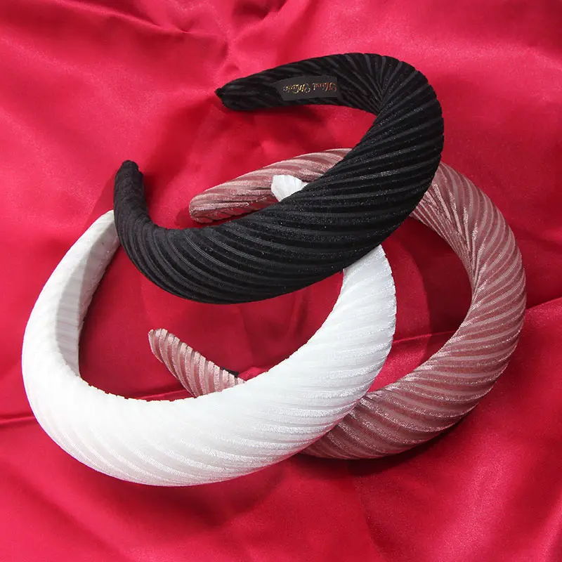 

Flatfoosie 2019 Women Thick Velvet Hairbands Fashion Headbands Handmade 4CM Wide High Quality Fashion Headwear Hair Accessories