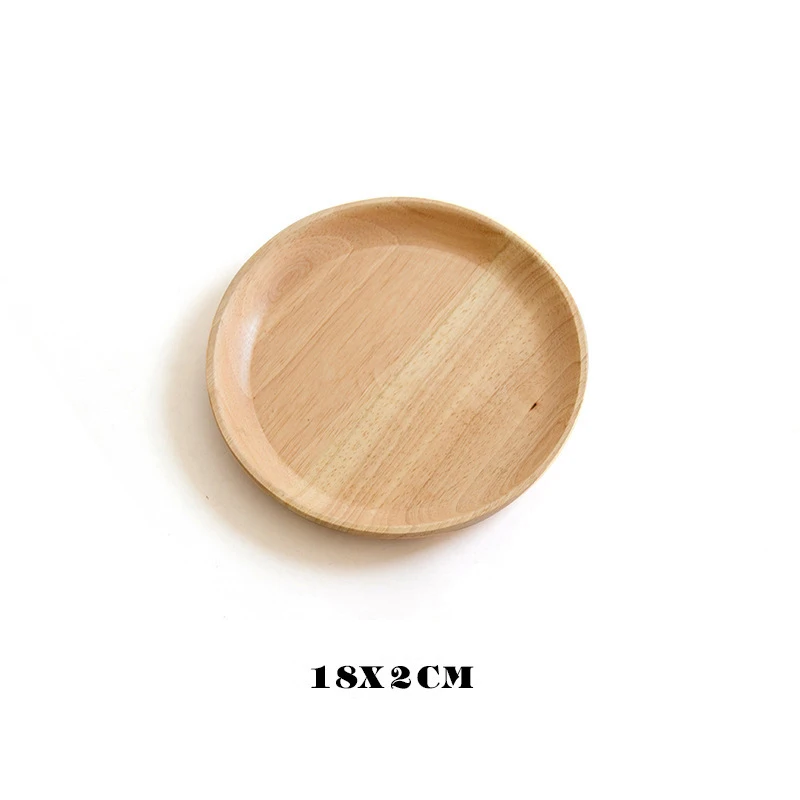 Rubber Wood Round Japanese Dinner Plate Rectangle Serving Tray Beef Steak Fruit Snack Tray Restaurant Food Cutlery Storage Plate - Цвет: 19