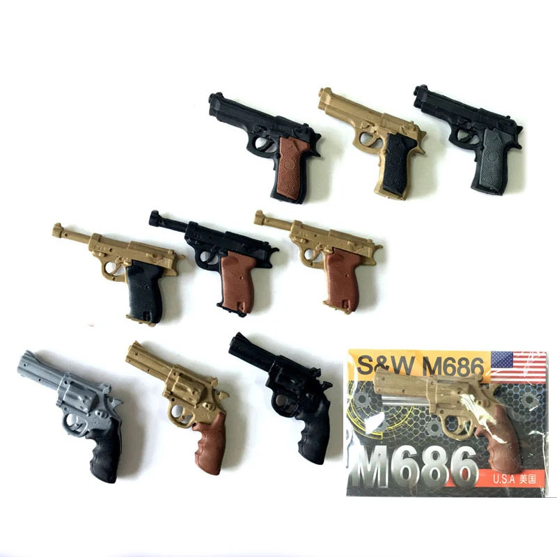 

4 Pcs Novelty Mini Pistol Shape Rubber Eraser Kawaii Kids Toy Gifts Papelaria School Office Learn Correction Stationery