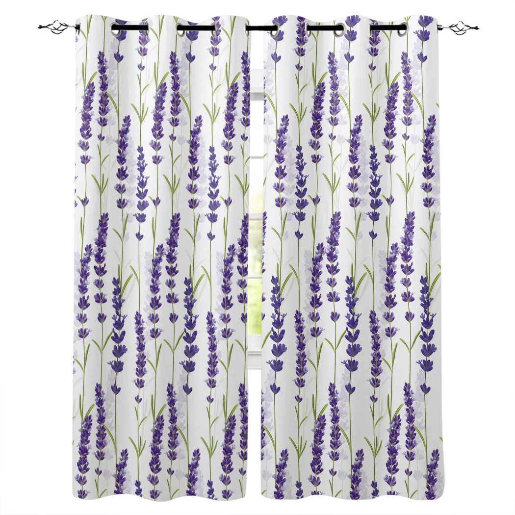 

Lavender Pattern With Plant Theme Curtains Window Living Room Curtains Kitchen Indoor Window High Blackout Curtain Thick