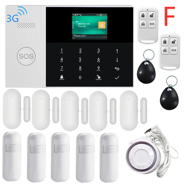 Коричневый 433MHZ IOS Android APP Remote Control LCD Touch Keyboard Wireless WIFI SIM GSM RFID Home Burglar Security Alarm System Sensor - Цвет: Коричневый