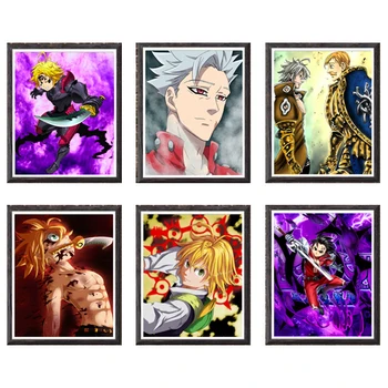 

Set of 6 Meliodas Estarossa Escanor Zeldris Seven Deadly Sins Anime Canvas Wall Art Poster,8 x 10 Inches,No Frame