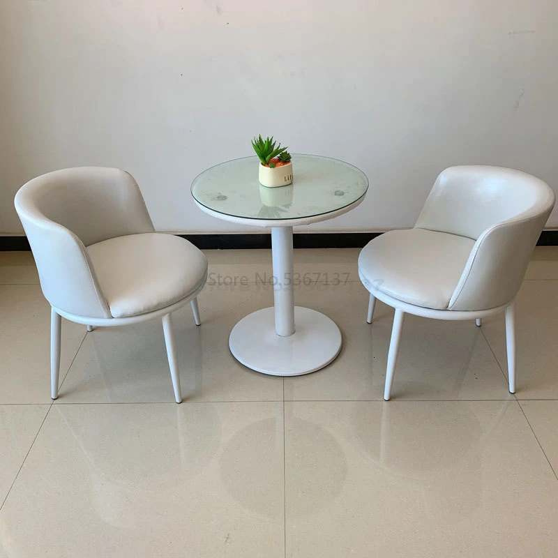 Журнальный стол для переговоров и стул, комбинированный прием, простой домашний досуг, креативный тканевый маленький круглый стол, стул - Цвет: Pink
