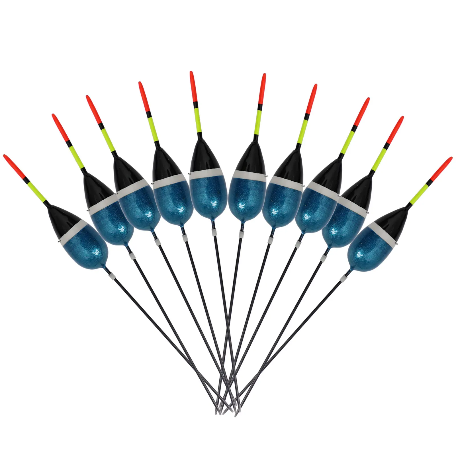 10pcs Fishing Bobbers Set Cork Floats Kit Antenna Balsa Wood Buoyancy