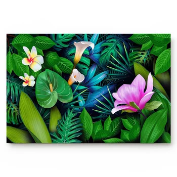 

Green Plant Leaf Plumeria Flower Kitchen Floor Bath Entrance Rug Mat Absorbent Indoor Bathroom Decor Doormats