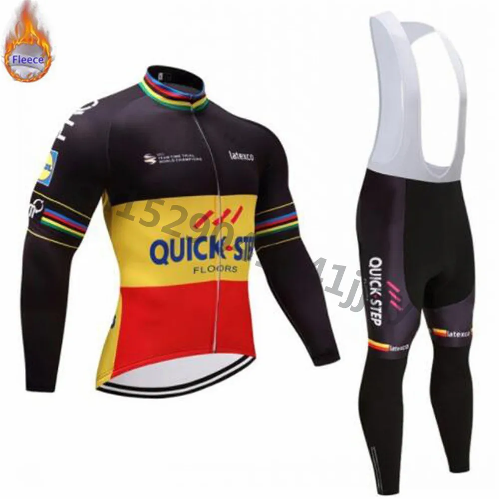 

Quick Step 2019 Pro team Winter Thermal Fleece Warm Cycling Jersey Outdoor Sport Mtb bicycle Cycling Clothing Set Ropa Ciclismo