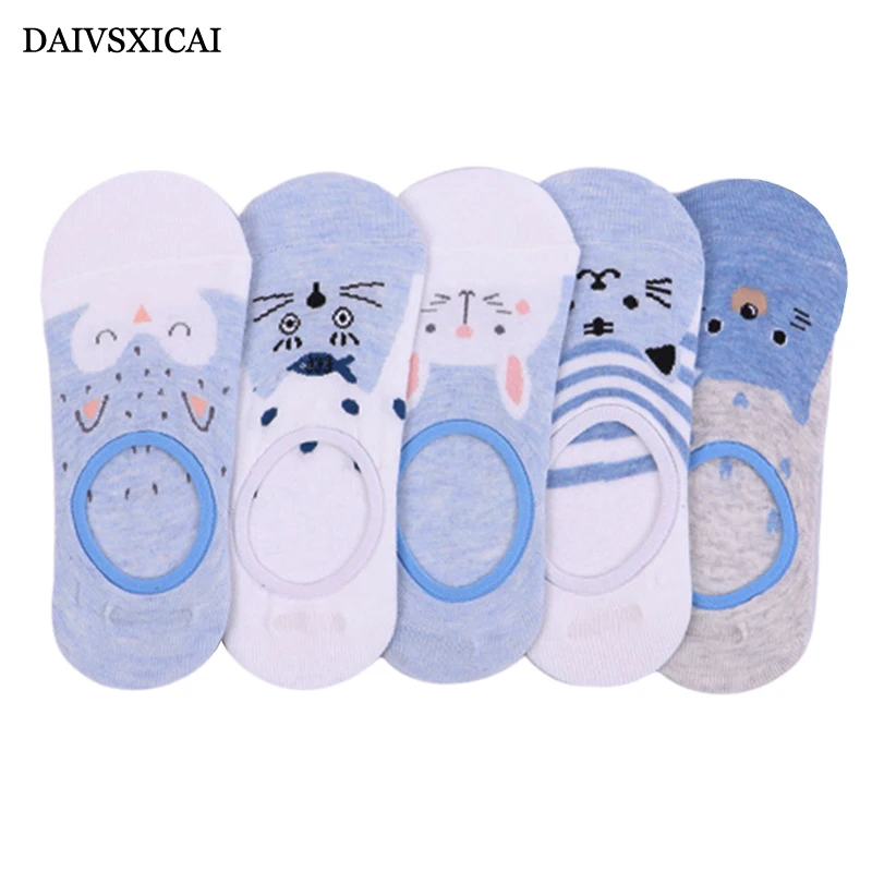 5 пара/лот = 10 шт., летние женские носки-башмачки, хлопковые низкие невидимые Нескользящие силиконовые носки, модные женские носки