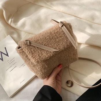 

Simple Solid Color Small Crossbody Bags For Women 2019 Winter Warm Mini Shoulder Messenger Bag Feshion Female Square Package