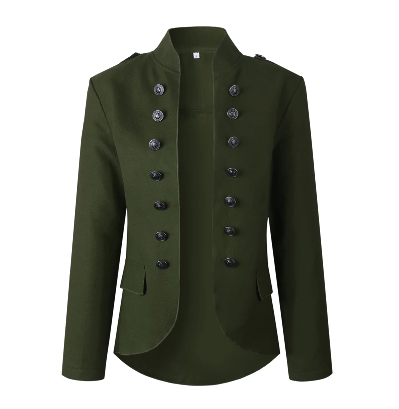 Army Green Женский короткий Блейзер, куртка, Осень-зима, костюмы с длинным рукавом, на пуговицах, Feminino, желтый Блейзер, пальто, женская одежда, уличная одежда - Цвет: Army Green