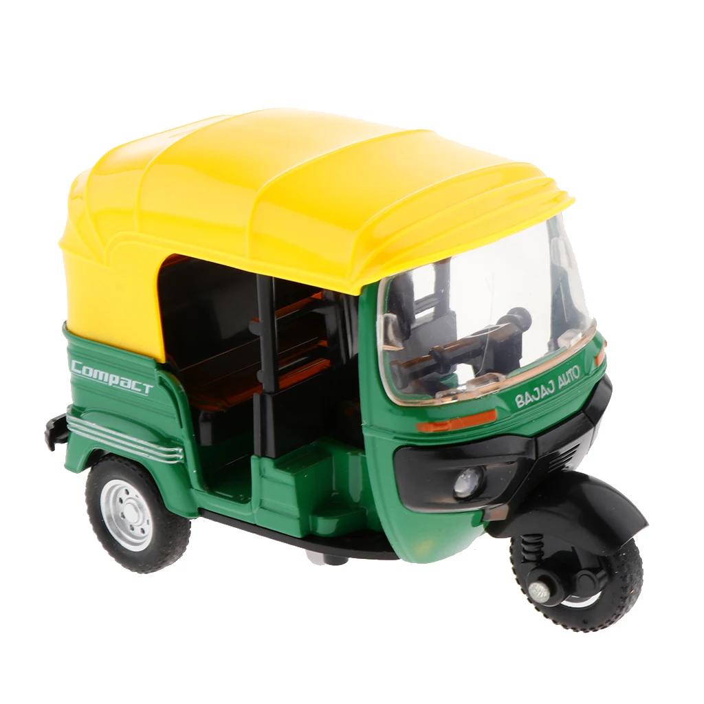 1:14 Alloy Diecast Indian Tricycle Model Motorcycle W/ Light Sound Toy Green