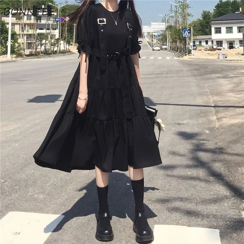black summer midi dress