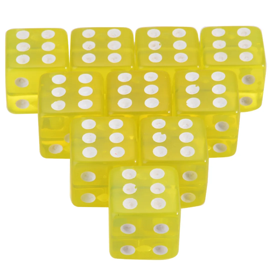 10pcs 16mm 8 Colors Acrylic Transparent Straight Corner Dice Portable Role Playing Game Poker Outdoor Dice Funny Clear Dices