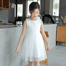 Новинка года; кружевное платье с вышивкой для девочек детское белое свадебное платье высокого качества; юбка принцессы с цветами и жемчужинами Одежда для девочек; Размеры 3 T-8 t